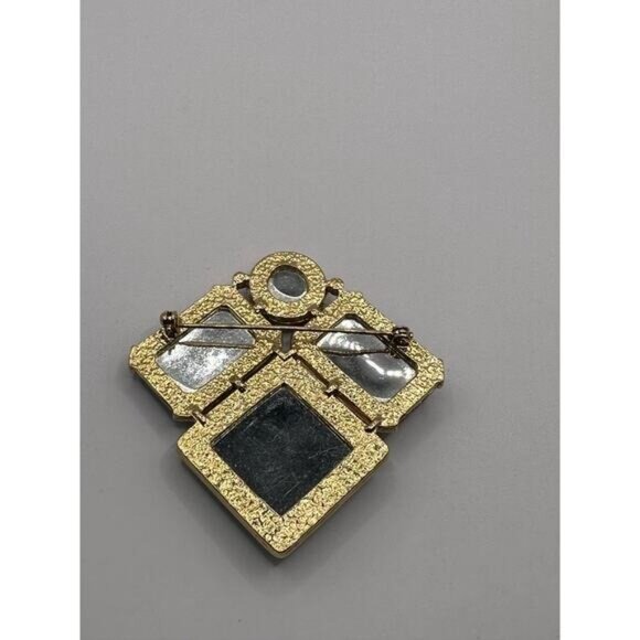 Vintage Gold Tone Rhinestone Brooch Pin W/ Red Green Blue & Purple Gemstones - Picture 2 of 5